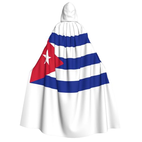 HJLUUFT Umhang mit kubanischer Flagge, langer Umhang mit Kapuze, Umhang für Halloween, Weihnachten, Mittelalter, Renaissance, Wikingerkönigs-Umhang von HJLUUFT