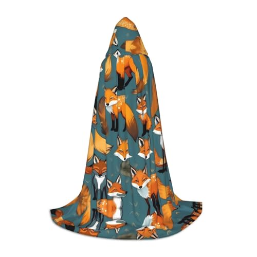 HJLUUFT Viele Füchse Teenager Kapuzenumhang Halloween Umhang Langer Umhang Kostüm Maskerade Kleid Cosplay Kostüm von HJLUUFT