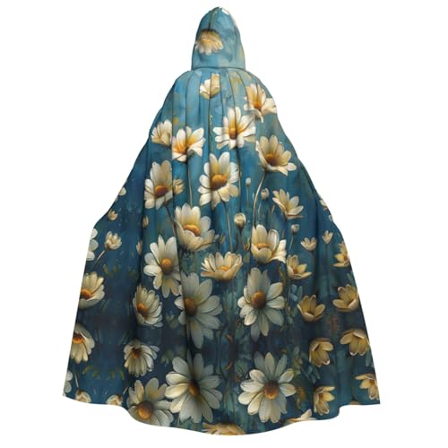 HJLUUFT Weißer Gänseblümchen-Druck, langer Umhang mit Kapuze, Umhang für Halloween, Weihnachten, Mittelalter, Renaissance, Wikingerkönigs-Umhang HJLUUFT Weißer Gänseblümchen-Druck, langer Umhang mit Kapuze, Umhang für Halloween, Weihnachten, Mittelalter, Renaissance, Wikingerkönigs-Umhang von HJLUUFT