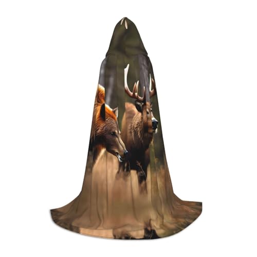HJLUUFT Wildlife Jagd Hirsch Bär Elch Druck Zauberer Kapuzenmantel für Erwachsene Halloween Umhang Kostüme Kapuzenumhang Maskerade Dress Up HJLUUFT Wildlife Jagd Hirsch Bär Elch Druck Zauberer Kapuzenmantel für Erwachsene Halloween Umhang Kostüme Kapuzenumhang Maskerade Dress Up von HJLUUFT