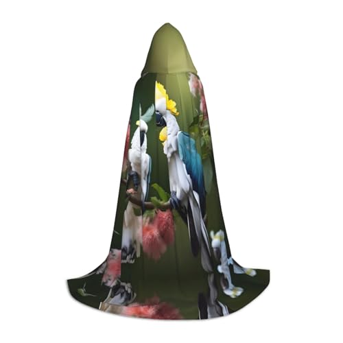 HJLUUFT Wunderschöner Kakadu-Vogel-Blumendruck, Zauberer, Kapuzenmantel für Erwachsene, Halloween, Umhang, Kostüme, Kapuzenumhang, Maskerade HJLUUFT Wunderschöner Kakadu-Vogel-Blumendruck, Zauberer, Kapuzenmantel für Erwachsene, Halloween, Umhang, Kostüme, Kapuzenumhang, Maskerade von HJLUUFT