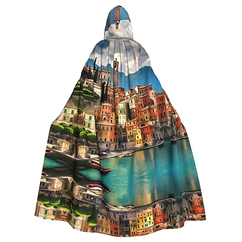 HJLUUFT Wunderschöner Umhang mit Kapuze und Italien-Druck, Mittelalter-Kostüm, Halloween, Halloween, Weihnachten von HJLUUFT