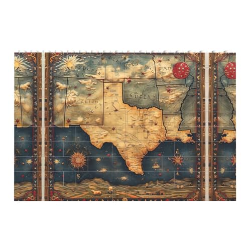 HJLUUFT Old Texas Map Fun Decorations Hanging Accessories Building Bricks Puzzle Rectangle Holiday Birthday Gift HJLUUFT Old Texas Map Fun Decorations Hanging Accessories Building Bricks Puzzle Rectangle Holiday Birthday Gift von HJLUUFT