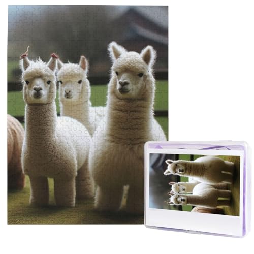 Puzzle für Erwachsene, 500 Teile, Holzpuzzle, moderne Kunst, Alpaka-Familie, herausfordernde Puzzles, individuelles Bild, Puzzle, personalisiertes Fotopuzzle für Geschenk, Familie von HJTRW