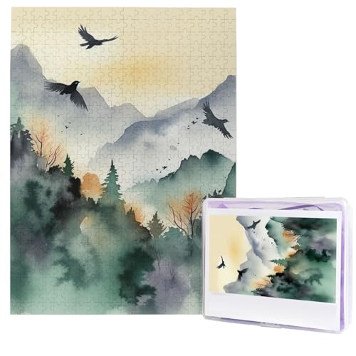 Puzzle für Erwachsene, 500 Teile, Holzpuzzle, moderne Kunst, Bergvögel, Aquarell, anspruchsvolle Puzzles, individuelles Bild, Puzzle, personalisiertes Fotopuzzle für Geschenk, Familie Puzzle für Erwachsene, 500 Teile, Holzpuzzle, moderne Kunst, Bergvögel, Aquarell, anspruchsvolle Puzzles, individuelles Bild, Puzzle, personalisiertes Fotopuzzle für Geschenk, Familie von HJTRW