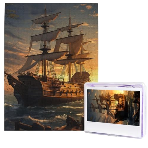 Puzzle für Erwachsene, 500 Teile, Holzpuzzle, moderne Kunst, Fantasie, Piratenschiff, herausfordernde Puzzle, individuelles Bild, Puzzle, personalisiertes Fotopuzzle für Geschenk, Familie Puzzle für Erwachsene, 500 Teile, Holzpuzzle, moderne Kunst, Fantasie, Piratenschiff, herausfordernde Puzzle, individuelles Bild, Puzzle, personalisiertes Fotopuzzle für Geschenk, Familie von HJTRW
