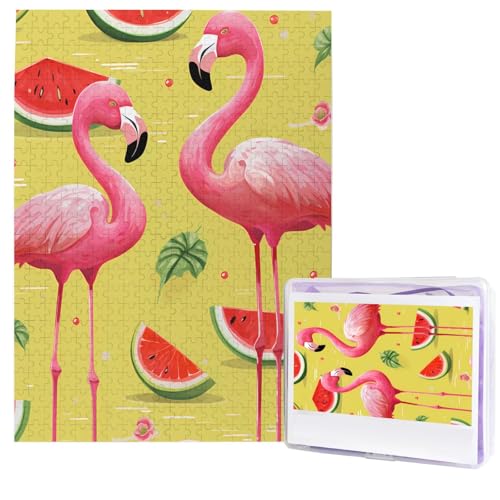 Puzzle für Erwachsene, 500 Teile, Holzpuzzle, moderne Kunst, Flamingo und Wassermelone, herausfordernde Puzzles, individuelles Bild, Puzzle, personalisiertes Fotopuzzle für Geschenk, Familie Puzzle für Erwachsene, 500 Teile, Holzpuzzle, moderne Kunst, Flamingo und Wassermelone, herausfordernde Puzzles, individuelles Bild, Puzzle, personalisiertes Fotopuzzle für Geschenk, Familie von HJTRW