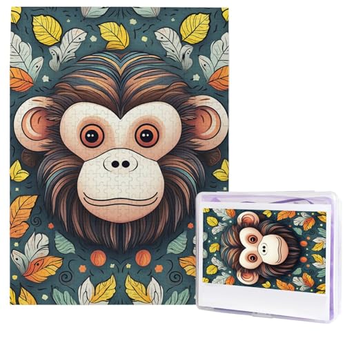 Puzzle für Erwachsene, 500 Teile, Holzpuzzle, moderne Kunst, Puzzle, Affenmuster, anspruchsvolle Puzzles, benutzerdefiniertes Bild, Puzzle, personalisiertes Fotopuzzle für Geschenk, Familie von HJTRW