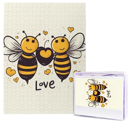 Puzzle für Erwachsene, 500 Teile, Holzpuzzle, moderne Kunst, Puzzle, Biene, Liebe, Honig, herausfordernde Puzzles, individuelles Bild, Puzzle, personalisiertes Fotopuzzle für Geschenk, Familie von HJTRW