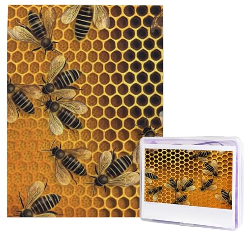 Puzzle für Erwachsene, 500 Teile, Holzpuzzle, moderne Kunst, Puzzle, Bienen auf Bienenstock, herausfordernde Puzzles, individuelles Bildpuzzle, personalisiertes Fotopuzzle für Geschenk, Familie Puzzle für Erwachsene, 500 Teile, Holzpuzzle, moderne Kunst, Puzzle, Bienen auf Bienenstock, herausfordernde Puzzles, individuelles Bildpuzzle, personalisiertes Fotopuzzle für Geschenk, Familie von HJTRW