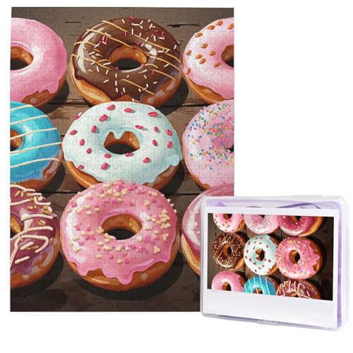Puzzle für Erwachsene, 500 Teile, Holzpuzzle, moderne Kunst, Puzzle, Donuts, anspruchsvolle Puzzle, benutzerdefiniertes Bild, Puzzle, personalisiertes Fotopuzzle für Geschenk, Familie von HJTRW
