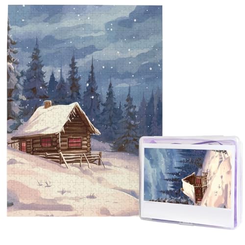 Puzzle für Erwachsene, 500 Teile, Holzpuzzle, moderne Kunst, Puzzle, Hütte im Wald, herausfordernde Puzzles, individuelles Bild, Puzzle, personalisiertes Fotopuzzle für Geschenk, Familie von HJTRW