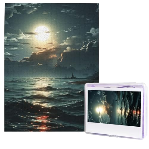 Puzzle für Erwachsene, 500 Teile, Holzpuzzle, moderne Kunst, Puzzle, Meer, Mond, herausfordernde Puzzle, individuelles Bild, Puzzle, personalisiertes Fotopuzzle für Geschenk, Familie Puzzle für Erwachsene, 500 Teile, Holzpuzzle, moderne Kunst, Puzzle, Meer, Mond, herausfordernde Puzzle, individuelles Bild, Puzzle, personalisiertes Fotopuzzle für Geschenk, Familie von HJTRW