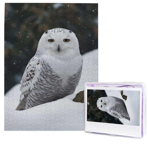 Puzzle für Erwachsene, 500 Teile, Holzpuzzle, moderne Kunst, Puzzle, Schnee-Eule, herausfordernde Puzzles, benutzerdefiniertes Bild, Puzzle, personalisiertes Fotopuzzle für Geschenk, Familie von HJTRW