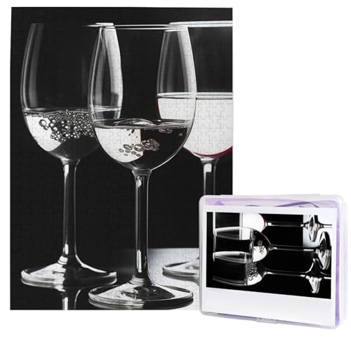 Puzzle für Erwachsene, 500 Teile, Holzpuzzle, moderne Kunst, Puzzle, Weingläser, anspruchsvolle Puzzles, benutzerdefiniertes Bild, Puzzle, personalisiertes Fotopuzzle für Geschenk, Familie von HJTRW