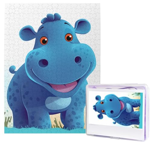 Puzzle für Erwachsene, 500 Teile, Holzpuzzle, moderne Kunst, Puzzle, niedliches Nilpferd, herausforderndes Puzzle, benutzerdefiniertes Bild, Puzzle, personalisiertes Fotopuzzle für Geschenk, Familie von HJTRW