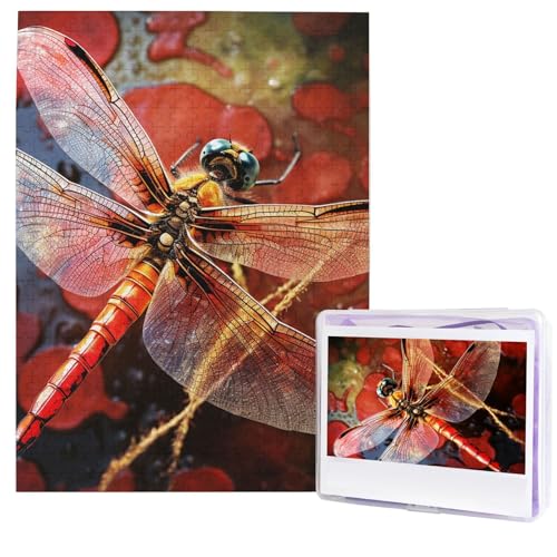Puzzle für Erwachsene, 500 Teile, Holzpuzzle, moderne Kunst, Puzzle, rote Libelle, herausfordernde Puzzles, individuelles Bild, Puzzle, personalisiertes Fotopuzzle für Geschenk, Familie Puzzle für Erwachsene, 500 Teile, Holzpuzzle, moderne Kunst, Puzzle, rote Libelle, herausfordernde Puzzles, individuelles Bild, Puzzle, personalisiertes Fotopuzzle für Geschenk, Familie von HJTRW