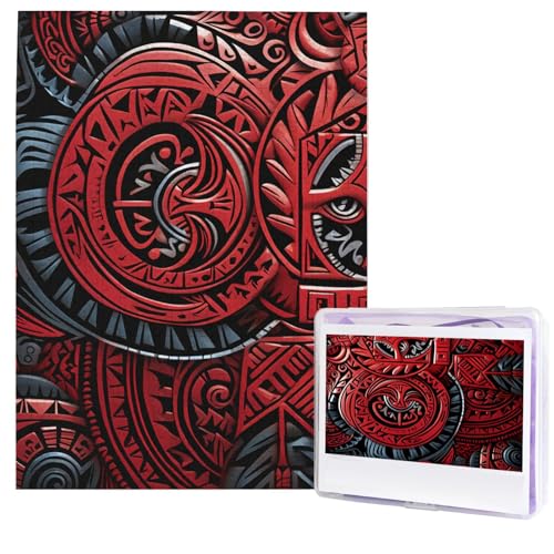 Puzzle für Erwachsene, 500 Teile, Holzpuzzle, moderne Kunst, Puzzle, rotes Stammesmuster, anspruchsvolle Puzzles, individuelles Bild, Puzzle, personalisiertes Fotopuzzle für Geschenk, Familie von HJTRW