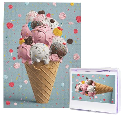 Puzzle für Erwachsene, 500 Teile, Holzpuzzle, moderne Kunst, Puzzle, süßes Eis, anspruchsvolle Puzzles, individuelles Bild, Puzzle, personalisiertes Fotopuzzle für Geschenk, Familie von HJTRW
