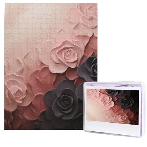 Puzzle für Erwachsene, 500 Teile, Holzpuzzle, moderne Kunst, Rose, Rouge und Schwarz, anspruchsvolle Puzzles, individuelles Bild, Puzzle, personalisiertes Fotopuzzle für Geschenk, Familie von HJTRW