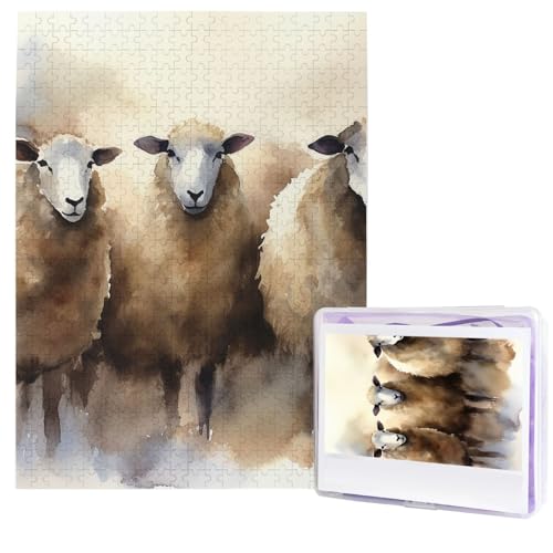 Puzzle für Erwachsene, 500 Teile, Holzpuzzle, moderne Kunst, Schafe, Aquarell, anspruchsvolle Puzzle, individuelles Bild, Puzzle, personalisiertes Fotopuzzle für Geschenk, Familie Puzzle für Erwachsene, 500 Teile, Holzpuzzle, moderne Kunst, Schafe, Aquarell, anspruchsvolle Puzzle, individuelles Bild, Puzzle, personalisiertes Fotopuzzle für Geschenk, Familie von HJTRW