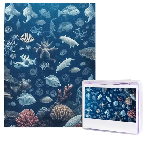 Puzzle für Erwachsene, 500 Teile, Holzpuzzle, moderne Kunst, Unterwasser-Puzzle, Meereslebewesen, anspruchsvolle Puzzles, individuelles Bild, Puzzle, personalisiertes Fotopuzzle für Geschenk, Familie von HJTRW