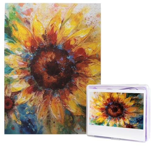 Puzzle für Erwachsene, 500 Teile, Holzpuzzle, moderne Kunst, abstrakte Sonnenblume, mehrfarbig, herausforderndes Puzzle, individuelles Bild, Puzzle, personalisiertes Fotopuzzle für Geschenk, Familie Puzzle für Erwachsene, 500 Teile, Holzpuzzle, moderne Kunst, abstrakte Sonnenblume, mehrfarbig, herausforderndes Puzzle, individuelles Bild, Puzzle, personalisiertes Fotopuzzle für Geschenk, Familie von HJTRW