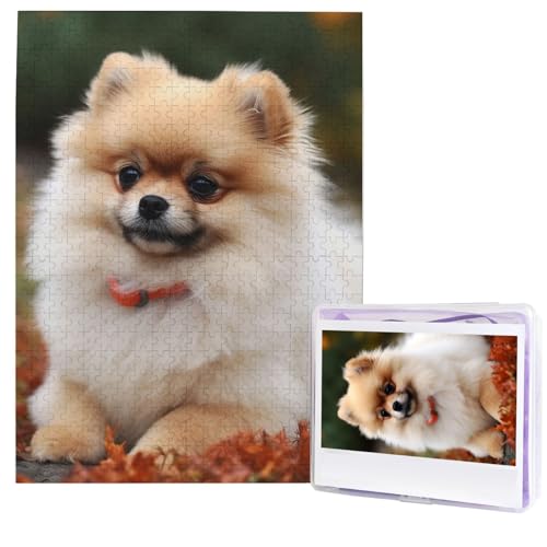 Puzzle für Erwachsene, 500 Teile, Holzpuzzle, moderne Kunst, kurzhaariger Zwergspitzhund, herausfordernde Puzzles, individuelles Bildpuzzle, personalisiertes Fotopuzzle für Geschenk, Familie von HJTRW