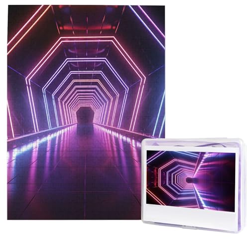 Puzzle für Erwachsene, 500 Teile, Holzpuzzle, moderne Kunstpuzzle, Neonlichter, Tunnel, anspruchsvolle Puzzles, individuelles Bild, Puzzle, personalisiertes Fotopuzzle für Geschenk, Familie Puzzle für Erwachsene, 500 Teile, Holzpuzzle, moderne Kunstpuzzle, Neonlichter, Tunnel, anspruchsvolle Puzzles, individuelles Bild, Puzzle, personalisiertes Fotopuzzle für Geschenk, Familie von HJTRW