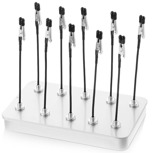 HJZHII 12 Stück Löthilfe Krokodilklemmen,Dritte Hand Löten Mit Eisenbox Als Basis,Lexibler Löthilfe Magnetfuß Modellbau Farben Klemmen Crocodile Clips Flexibler Löthilfe Ideal Für Platinenhalter von HJZHII