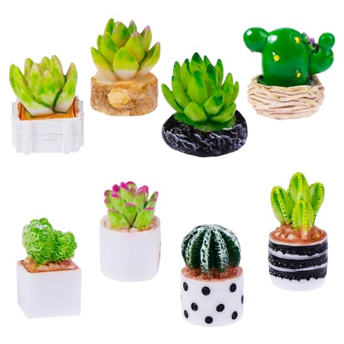 HJZHII 8 Stück Puppenhaus Miniaturpflanze Set, Mini Topfpflanze Miniatur Kunstpflanze Winziges Bonsai Modell Gefälschte Sukkulente für Mini-Garten 1:12 Puppenhaus Dekoration Kreative Heimdekoration von HJZHII