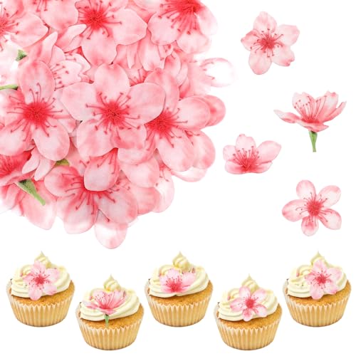 XLIUAX 52 Stück Essbare Blumen Cupcake Topper, Wildblumen Geburtstagstorten Dekorationen Klebreispapier für Blumen-Themenpartys, Brautverlobung, Babyparty, Jubiläen (C) von HJZHII