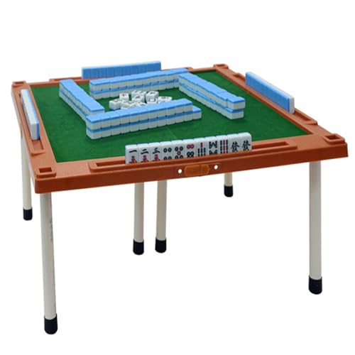 HKFGSHOP Mini-Klapp-Mahjong-Tisch, Domino-Kartenspieltisch Für 4 Spieler, 42 X 42 X 20,5 cm, Mit 144 Mahjong-Fliesen, Schreibtisch Mit Kartenschlitz, Abnehmbaren Tischbeinen, Für Camping-Partys von HKFGSHOP