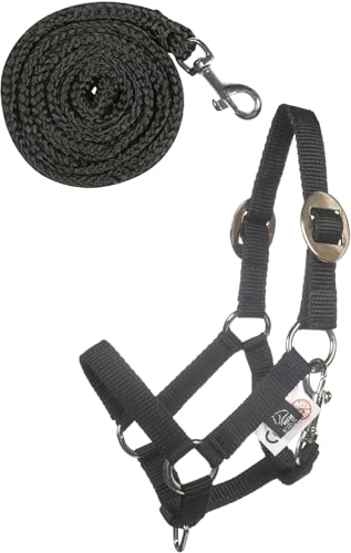 HKM Kinder Hobby Horsing Basic Halfter und Strick, Schwarz, One Size von HKM