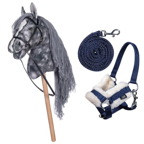 HKM Kids Hobby Horse, Apfelschimmel, Grau, mit Halfter und Führstrick in Blau, Steckenpferd für Kinder, Pferde Spielzeug HKM Kids Hobby Horse, Apfelschimmel, Grau, mit Halfter und Führstrick in Blau, Steckenpferd für Kinder, Pferde Spielzeug von HKM