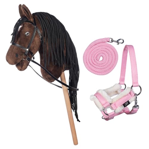 HKM Kids Hobby Horse, Braun, mit Halfter und Führstrick in Rosa, Steckenpferd für Kinder, Pferde Spielzeug HKM Kids Hobby Horse, Braun, mit Halfter und Führstrick in Rosa, Steckenpferd für Kinder, Pferde Spielzeug von HKM