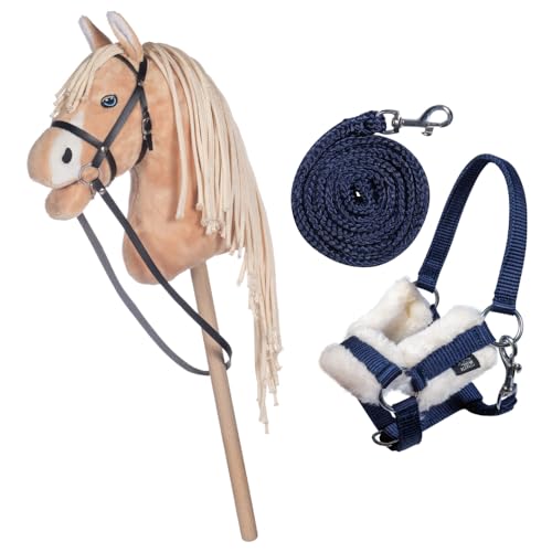 HKM Kids Hobby Horse, Palomino, Beige, mit Halfter und Führstrick in Dunkelblau, Steckenpferd für Kinder, Pferde Spielzeug HKM Kids Hobby Horse, Palomino, Beige, mit Halfter und Führstrick in Dunkelblau, Steckenpferd für Kinder, Pferde Spielzeug von HKM