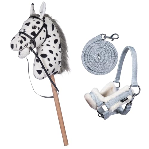 HKM Kids Hobby Horse, Pinto mit Halfter und Führstrick in Grau, Steckenpferd für Kinder, Pferde Spielzeug von HKM