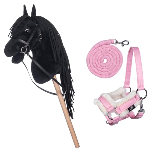 HKM Kids Hobby Horse, Rappe, Schwarz, mit Halfter und Führstrick in Rosa, Steckenpferd für Kinder, Pferde Spielzeug HKM Kids Hobby Horse, Rappe, Schwarz, mit Halfter und Führstrick in Rosa, Steckenpferd für Kinder, Pferde Spielzeug von HKM