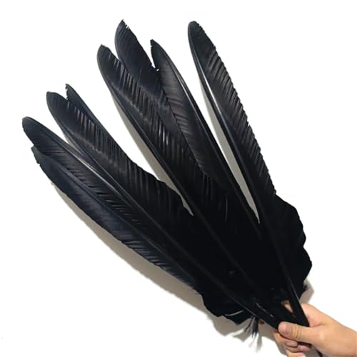 HKSDKABOP Handwerksdekoration mit Federn, 10er-Packung Adlerfedern for Basteln und Dekorieren, Mehrfarbig, 40–60 cm(Black,40-50cm 16-20inch) von HKSDKABOP