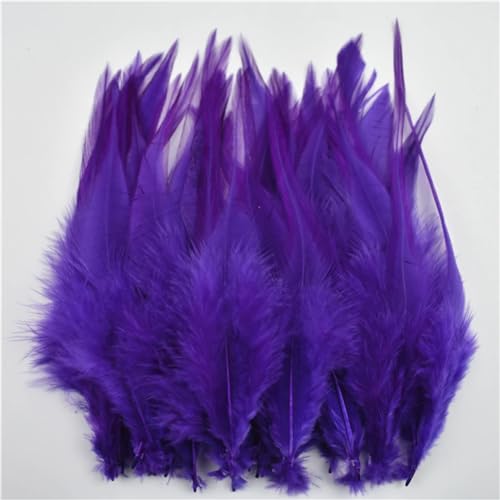 HKSDKABOP Handwerksdekoration mit Federn, 50 Stück Fasanenfedern for die Schmuckherstellung, Traumfänger, DIY-Bastelarbeiten, Mehrfarbig, 10,2–15,2 cm(Dark Purple) von HKSDKABOP