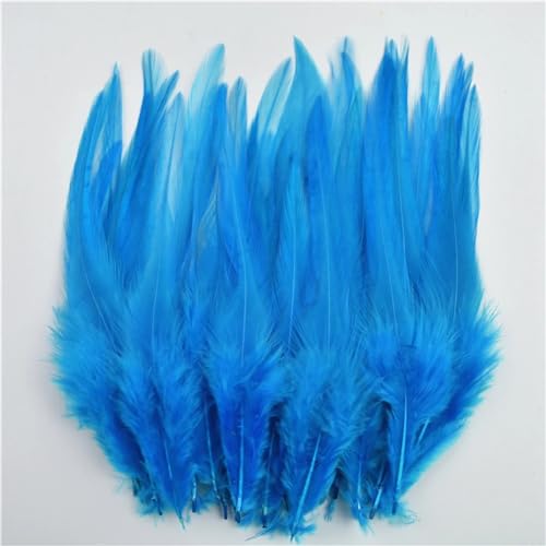 HKSDKABOP Handwerksdekoration mit Federn, 50 Stück Fasanenfedern for die Schmuckherstellung, Traumfänger, DIY-Bastelarbeiten, Mehrfarbig, 10,2–15,2 cm(Lake Blue) von HKSDKABOP