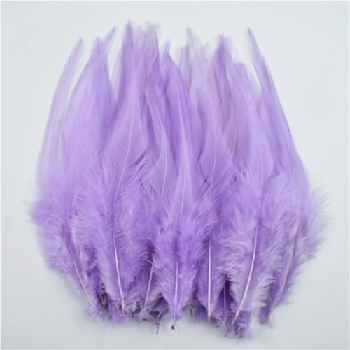 HKSDKABOP Handwerksdekoration mit Federn, 50 Stück Fasanenfedern for die Schmuckherstellung, Traumfänger, DIY-Bastelarbeiten, Mehrfarbig, 10,2–15,2 cm(Light Purple) von HKSDKABOP