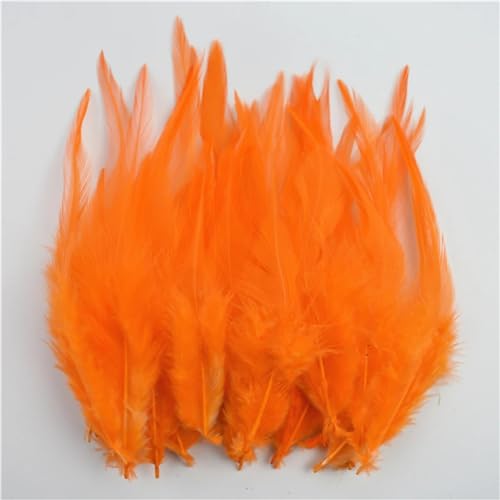 HKSDKABOP Handwerksdekoration mit Federn, 50 Stück Fasanenfedern for die Schmuckherstellung, Traumfänger, DIY-Bastelarbeiten, Mehrfarbig, 10,2–15,2 cm(Orange) von HKSDKABOP