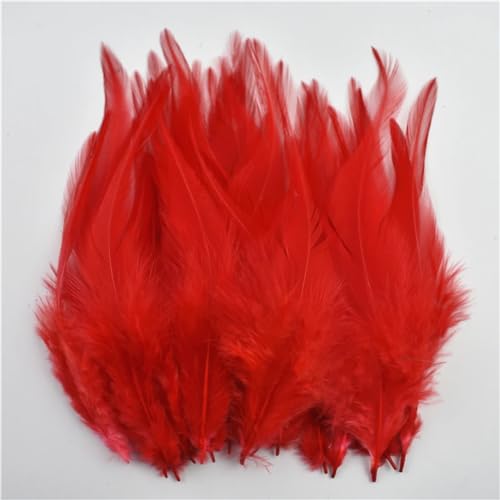 HKSDKABOP Handwerksdekoration mit Federn, 50 Stück Fasanenfedern for die Schmuckherstellung, Traumfänger, DIY-Bastelarbeiten, Mehrfarbig, 10,2–15,2 cm(Red) von HKSDKABOP