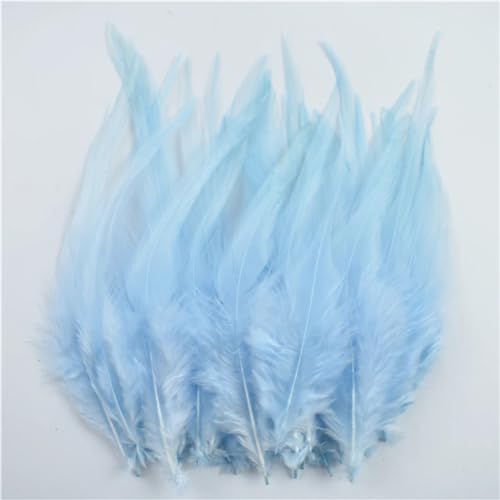HKSDKABOP Handwerksdekoration mit Federn, 50 Stück Fasanenfedern for die Schmuckherstellung, Traumfänger, DIY-Bastelarbeiten, Mehrfarbig, 10,2–15,2 cm(Sky Blue) von HKSDKABOP