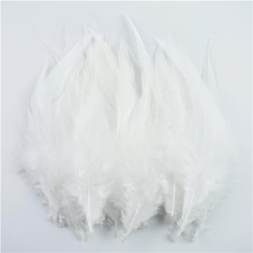 HKSDKABOP Handwerksdekoration mit Federn, 50 Stück Fasanenfedern for die Schmuckherstellung, Traumfänger, DIY-Bastelarbeiten, Mehrfarbig, 10,2–15,2 cm(White) von HKSDKABOP