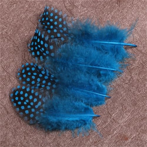 HKSDKABOP Handwerksdekoration mit Federn, 50 Stück Perlhuhn- und Fasanenfedern mit Perlfleck, gefärbt, 5,1–10,2 cm, Mehrfarbig(Lake Blue) von HKSDKABOP