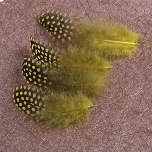 HKSDKABOP Handwerksdekoration mit Federn, 50 Stück Perlhuhn- und Fasanenfedern mit Perlfleck, gefärbt, 5,1–10,2 cm, Mehrfarbig(Yellow) von HKSDKABOP