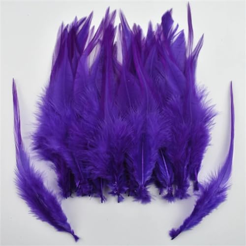 HKSDKABOP Handwerksdekoration mit Federn, Fasanenfedern for Basteln und Fliegenbinden, Mehrfarbig, 10,2–15,2 cm, 100 Stück(Dark Purple) von HKSDKABOP